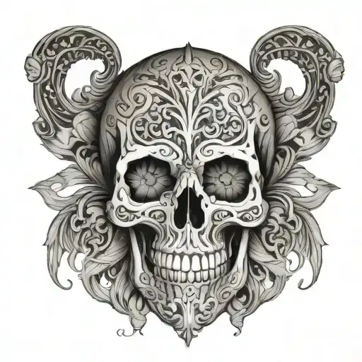 A Skull With Intricate Designs Inspired By The Death Of Personal Religious Beliefs