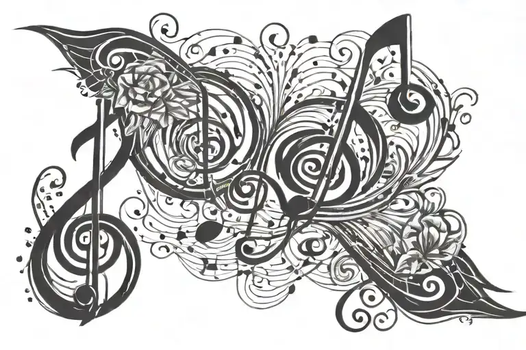 Traditional Music Staff With Notes