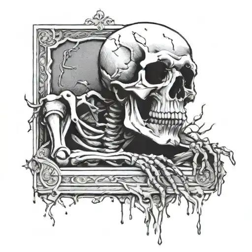 Skeleton Crawling Out Of Grave