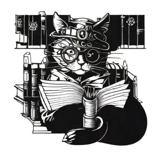 Anarchy Cat With Books In A Steampunk Way