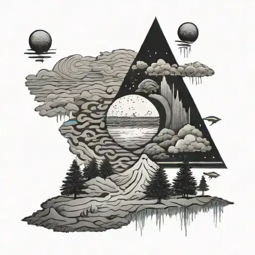 Dark Side Of The Moon Album Cover Reimagined As A Surreal Landscape With Hidden Musical Symbols