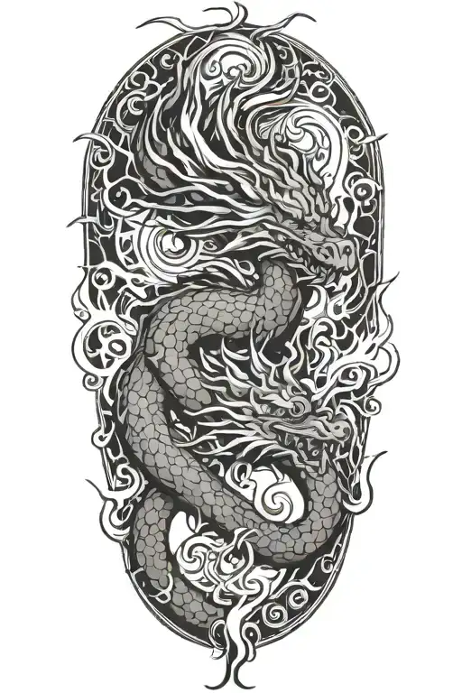 Dragon And With Flames