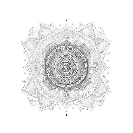 Create A Detailed Black And Grey Portrait Of A Powerful Goddess Surrounded By Mandala Patterns