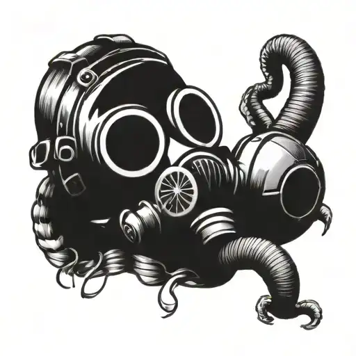 Gas Mask With Snake Wraped Around It