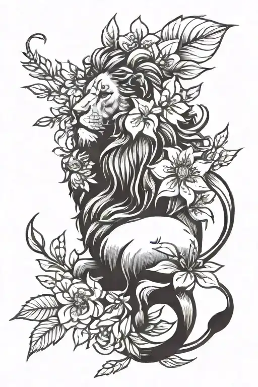 Lion And Jasmine Flower