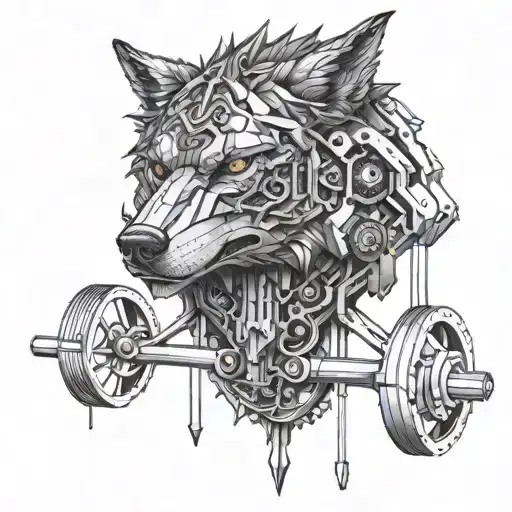 An Intricate Mechanical Wolf Design Incorporating Gym Equipment Elements