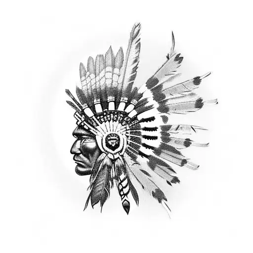 Native American Headdress Intertwined With Poppies