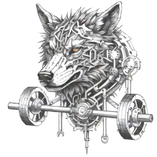 An Intricate Mechanical Wolf Design Incorporating Gym Equipment Elements