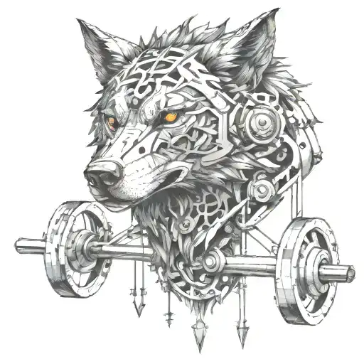 An Intricate Mechanical Wolf Design Incorporating Gym Equipment Elements