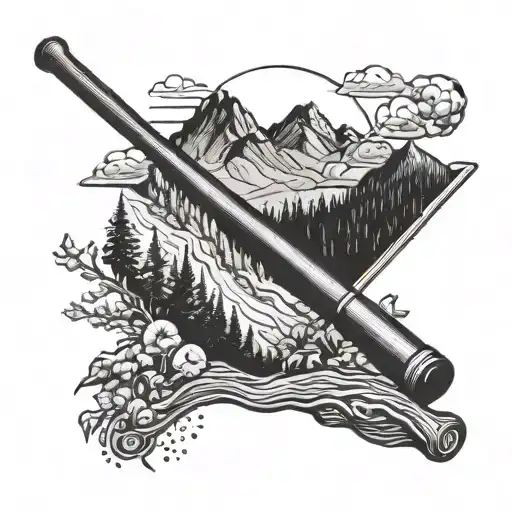 A Baseball Bat Morphing Into A Hiking Trail Leading Up A Mountain