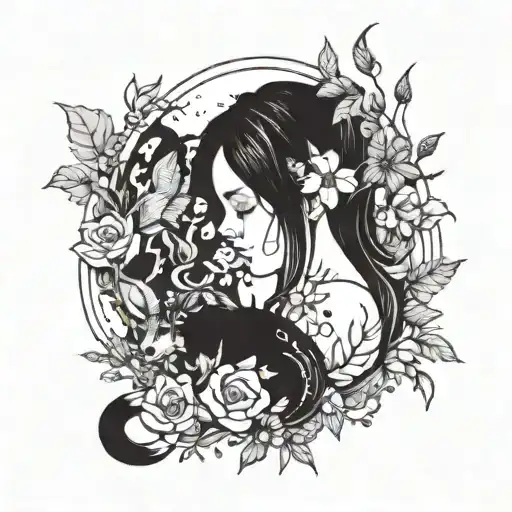 A Girl Rescuing An Injured Animal Surrounded By Flowers