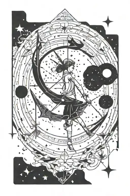 Sagittarius Arrow And Moon With Archer Constellation