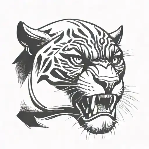 A Front Faced Black Panther With An Angry Intimidating Look