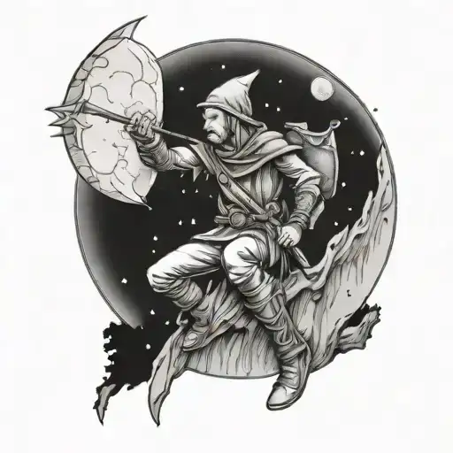 Wood Elf Ranger Sitting On A Moon