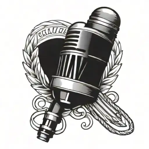 A Stylized Microphone Intertwined With A Police Badge