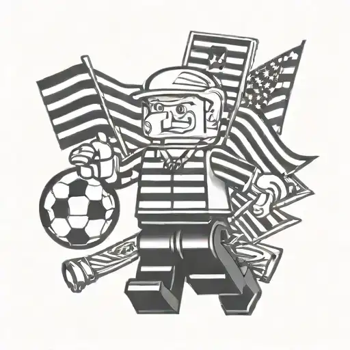 Lego Soccer Referee Blowing A Whistle
