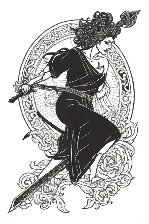 Ancient Greek Goddess With A Sword