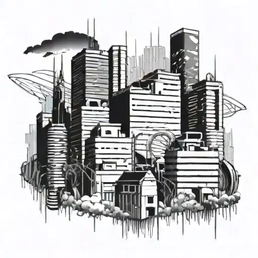 Cyberpunk Tokyo City Buildings Background