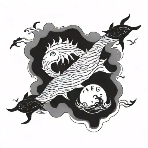 An Ocean Background With The Cancer And Leo Symbols And The Name Harvey