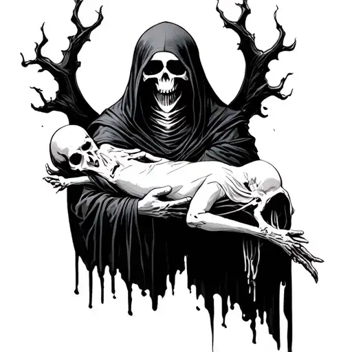 Grim Reaper Holding Dead Body