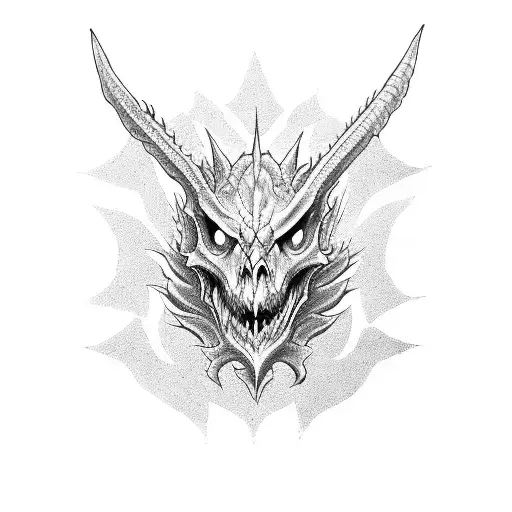 Medieval Dark Dragon Skull