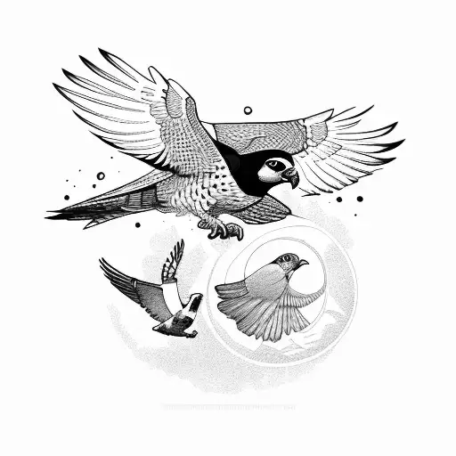 Falcon With Dove Looking Each Other