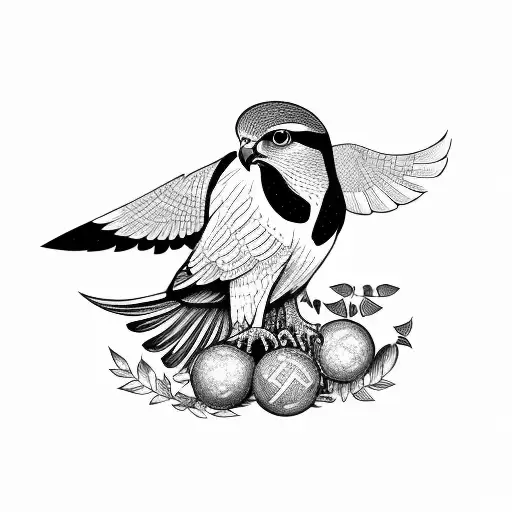 Falcon With Dove Looking Each Other