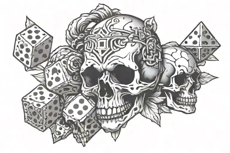 Skull And Dice Surrounded
