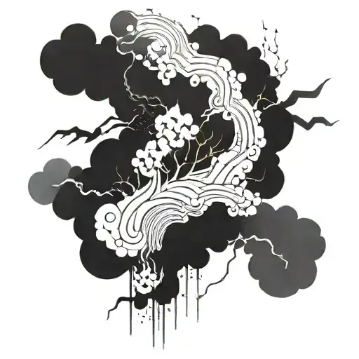 An Abstract Art Piece Inspired By The Colors And Shapes Of A Thunderstorm