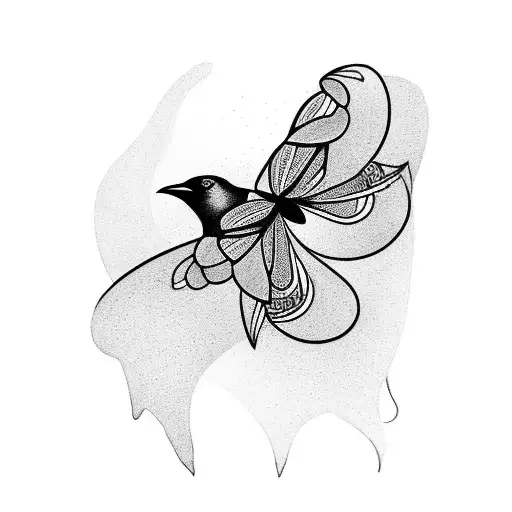 Number 27 With A Crow Standing On Top And A Small Butterfly Somewhere