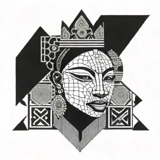Incorporate Traditional Nigerian Benin Queen Mother Symbols Into A Geometric Blackwork Design