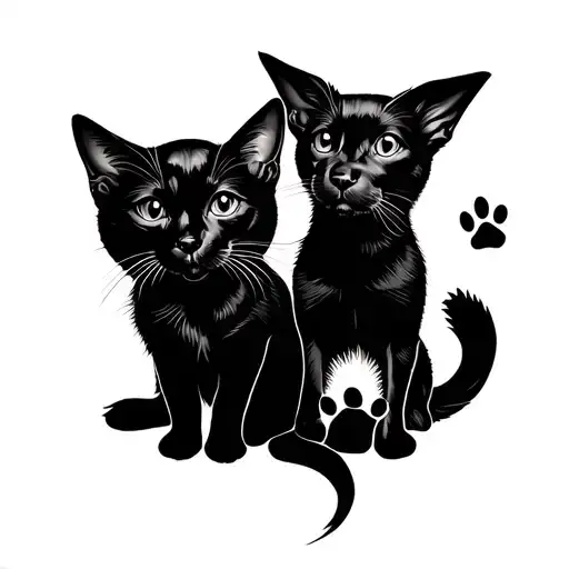 2 Cats And A Dog Paw Print