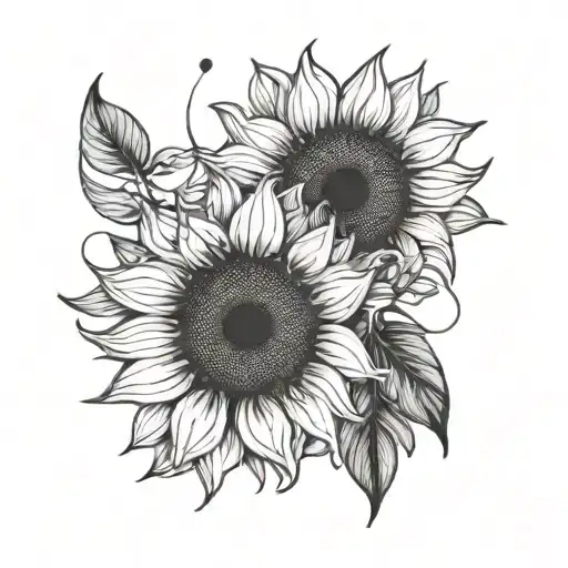 A Minimalist Japanese-inspired Sunflower Tattoo Incorporating Elements Of Barista Tools