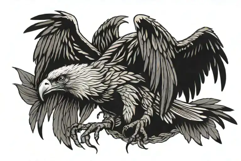 A Black Eagle Fluffs Up A Krill Pit With Its Talons Clinging To A Thorn