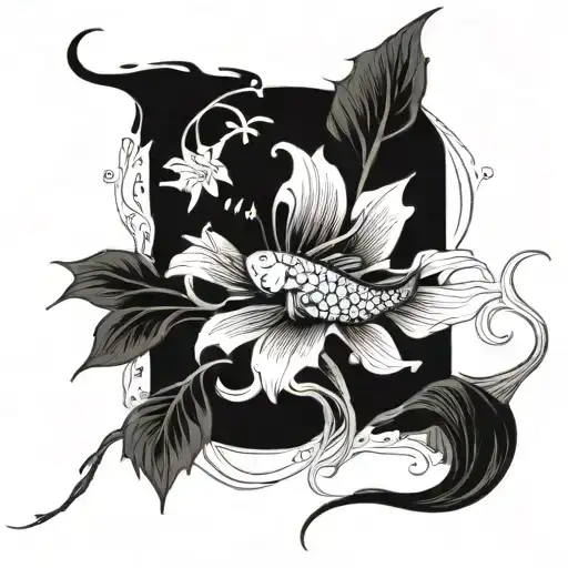 Koi Fish And Spider Lily