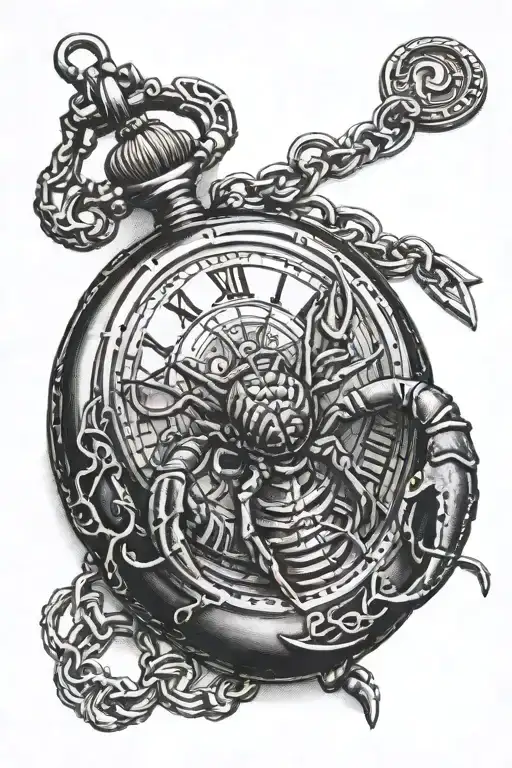 Lobster Trap Compas Pocket Watch Black