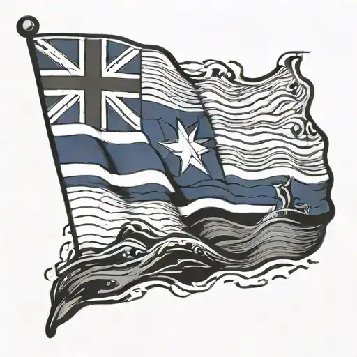 Gambia Flag Incorporated With The Ocean With Spiritual Significance