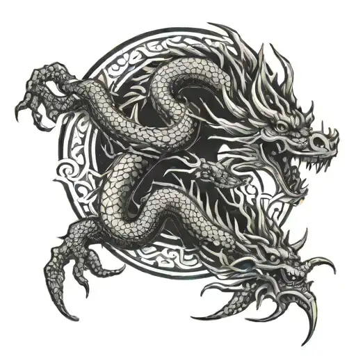 A Fierce Dragon Intertwined With A Karate Black Belt