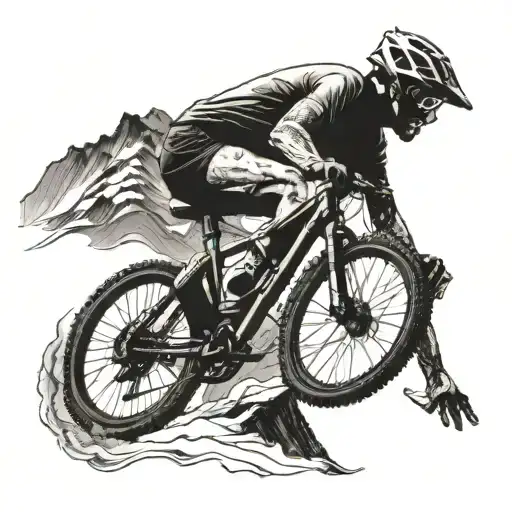 Riding A Mountain Bike A Man With His Back Turned Meditating