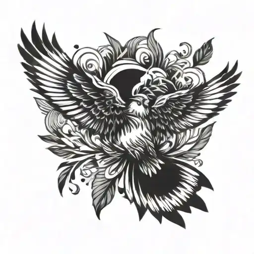 Bird Flying In The Sky Feathers Falling