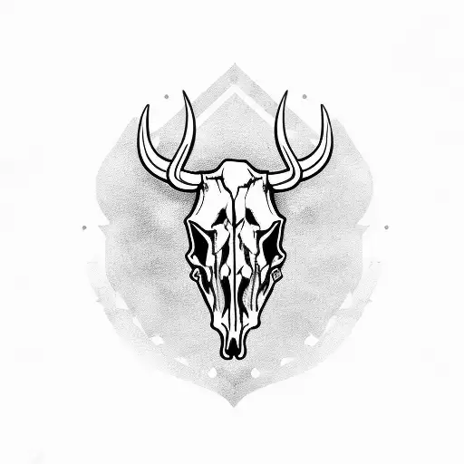 Bull Skull With Blue Flowers