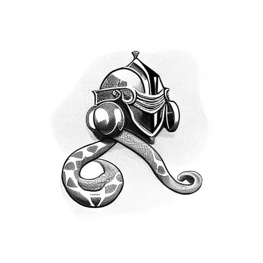 Knights Helmet With A Snake Coming Out Of It