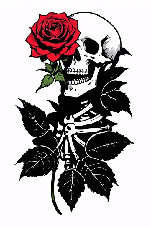 Skeleton With A Rose In His Mouth