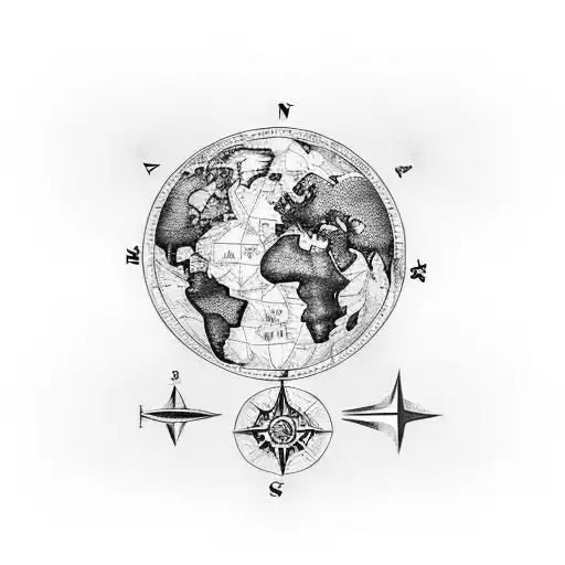 World Map Compass Travel Lily