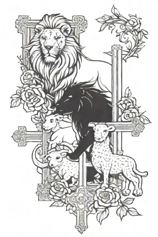 Lion And Lamb 3 Crosses