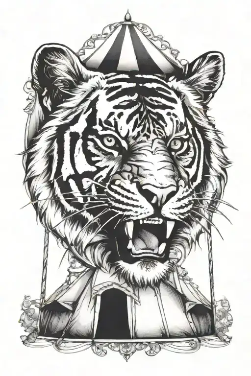 Circus Tent Tiger Surrounded