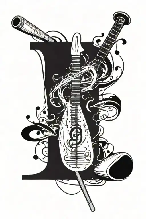 A Fusion Design Of A Music Note And A Cricket Bat