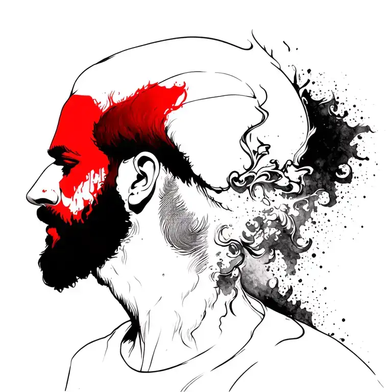 Man Face Profil Beard Blood Red Sand Pillar