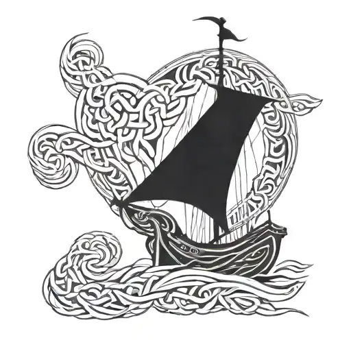Incorporate Celtic Knotwork Into A Viking Longship Design