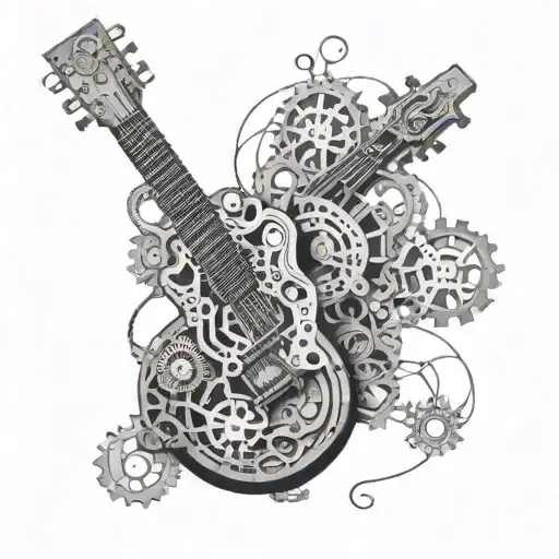An Intricate Mechanical Guitar Design Blending Gears And Strings